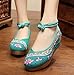 AvaCostume Old Beijing Womens Embroidery Summer Sandals Comfortable Casual Walking Shoes, Green, 38