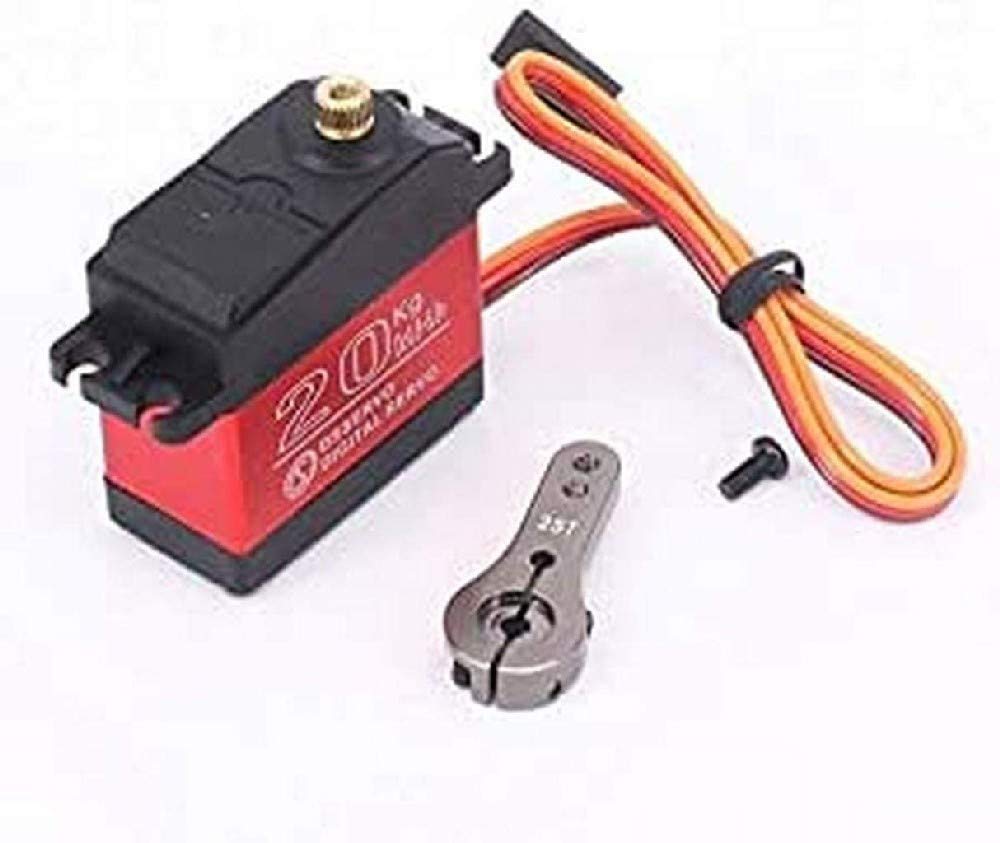 YUNIQUE GREEN-CLEAN-POWER - Digital Servo DS3120MG 20kg | Waterproof Aluminum Shell | Control Angle 180° | High Torque for RC Cars, Red, Metal