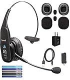 VXi BlueParrott B350-XT Bluetooth Headset with 96% Noise Cancellation Bundle with Ear / Mic Cushion Kit, Blucoil USB Wall Adapter, and 5-Pack of Reusable Cable Ties