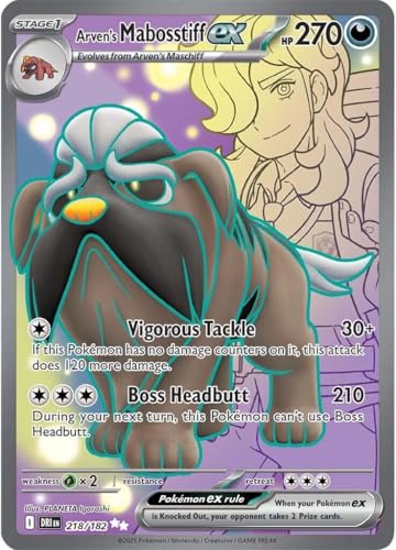 Pokemon - Arven's Mabosstiff ex 218/182 - Destined Rivals Full Art - Single Card at Amazon