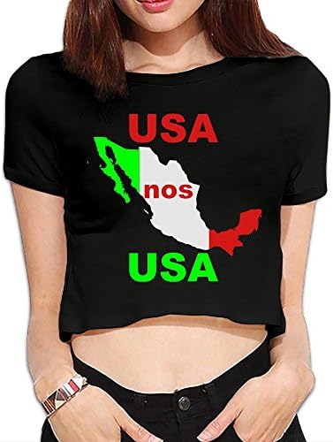USA Nos USA Mexico Summer Crop Tops Street Tee Shirt Bare Midriff Sexy Tshirt