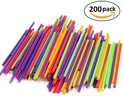 200-Count Drinking Straws for Cold Drinks, Milkshakes and Healthy Drinks | Colored, Disposable, Recyclable | Kid-Friendly, Assorted Colors (Colors may Vary)