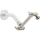 5 Inch Adjustable Shower Head Extension Arm With Locking Set Screw, Singing Rain 304 Stainless Steel Nickel Brushed Angle Height Adjustable, G1/2 Universal Connector Compatible (Nickel Brushed)