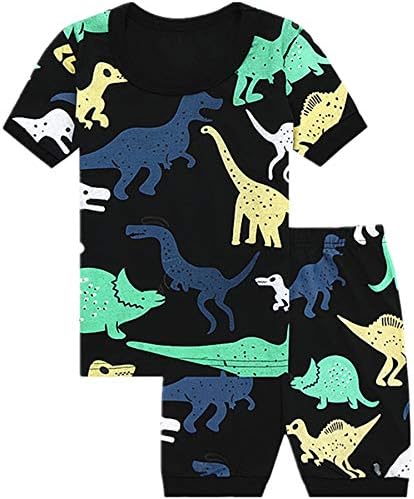 PJWHWXU Boy Pajamas Summer Short Set Children Clothes Dinosaur Shark PJS Kids Sleepwear Size 12M-12Year