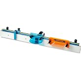 POWERTEC Router Table Fence System 3-1/2" Tall 32" Long, Router Fence Kit with Adjustment Knob, Aluminum Flip Stop, Measuring Tape, Feather Board, Bit Guard, and Built-In 2-1/2" Dust Port - 71655