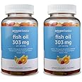 Amazon Basics Fish Oil 303 mg, Lemon, Orange & Strawberry-Banana Flavors, 90 Gummies (2 per Serving), EPA and DHA Omega-3 Fatty acids (Previously Solimo) (Pack of 2)