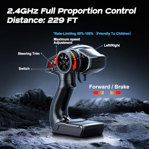 RC Cars 1:18 Entry-Level RC Car for Adults & Boys, All-Metal drivetrain 4x4 Off-Road RC Racing Truck High Speed 40 km/h, with 2 Rechargeable 1200 mAh Batteries,Fast Remote Control Car for Adults