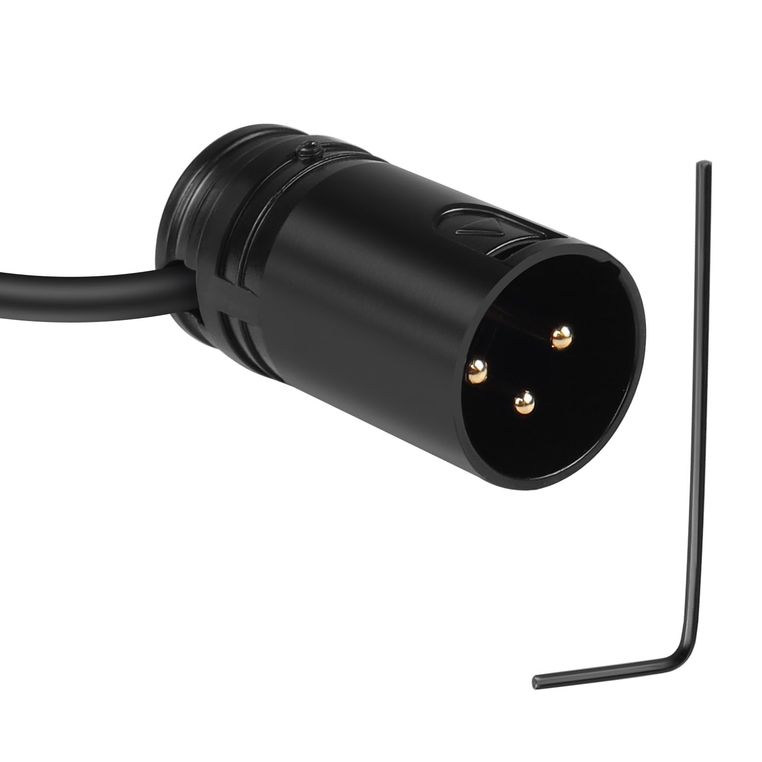 QIANRENON Compact XLR Microphone Solder Adapter - Gold Plated 3Pin Male Connector, Adjustable 90 Right Angle Audio Plug for DIY Thin Cable Corner Connection, Includes Spanner