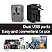 Auxiwa Universal Travel Adapter with Dual 2.1A USB Ports, US UK EU AU Worldwide Wall Adapter, International AC Wall Charger-Black