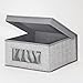 mDesign Medium Fabric Stackable Closet Storage Organizer Box with Front Window/Lid for Bedroom, Office, Mudroom Organization, Hold Clothes, Blankets, Linens, Lido Collection, 2 Pack, Gray