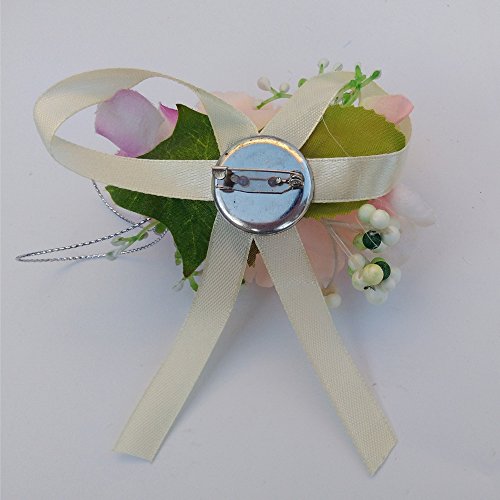Arlai Set of 2, Prom Pin Corsage, Artificial Flowers, Wedding, Birthday,Dance,Homecoming (Champagne) - Thumbnail 2