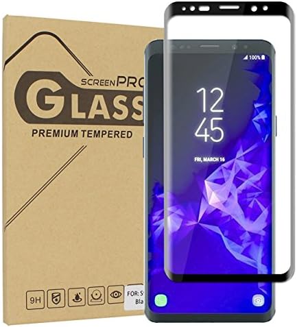 Galaxy S9 Plus 3D Curved Tempered Glass Screen Protector [Full Screen Coverage] [Bubble-Free] [9H Hardness] [Easy Installation] [HD Clear] with Easy Application Tool For Samsung