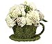 Lillian Rose Moss Green Teacup Flower Basket Wedding Decor, 8.25 x 7.5