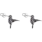 COPPERTIST.WU Hummingbird Stud Earrings Dainty Earrings Hummingbird Jewelry Gifts for Women Wife(925 Sterling Silver/18K Gold Vermeil)
