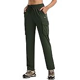 Emlovm Women's Hiking Pants Lightweight Cargo Quick Dry Water Resistant UPF50+ Travel Outdoor Work Pants Safari Pockets