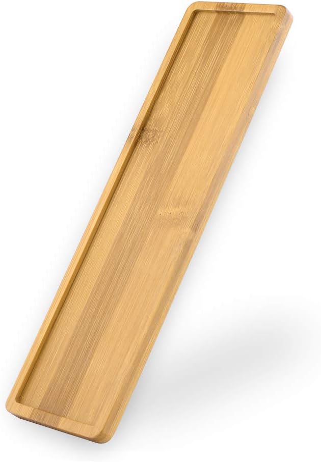 YCDC 2 Pack Bamboo Platters, Bamboo Tray, Rectangle Plant Saucer