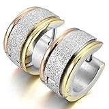 INBLUE Men's Stainless Steel Stud Hoop huggie Earrings Rose Gold Silver Tone Matte
