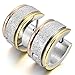 INBLUE Men's Stainless Steel Stud Hoop huggie Earrings Rose Gold Silver Tone Matte