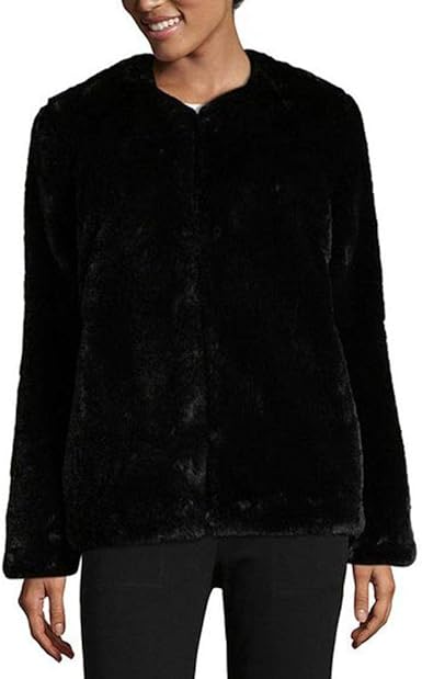 liz claiborne hooded heavyweight faux fur coat