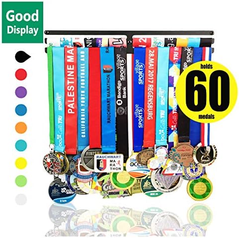 Medal Hanger Awards Holder Display Rack for 60 Medals Use for All Sports Black Steel Medal Hanger Holder,Race Medal Display Holder,Running Medal Hangers,Hanger formedals,Black Kings