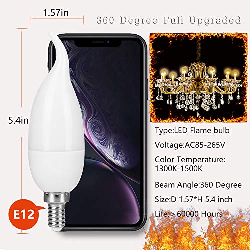 8 Pack E12 LED Flame Effect Light Bulbs 2020 Upgrade 4 Modes with Upside Down Effect E12 LED