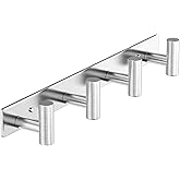 HUFEEOH T-Shaped Stainless Steel Coat Rack Wall Mount - 4 Heavy Duty Hooks for Bathroom, Mudroom Entryway, Durable Purse Hanger & Towel Rack