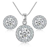 Bonlting Newtrip New 925 sterling silver Crystal wedding necklace earring jewelry set charm women