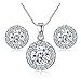 Nurbo New Hot Fashion Women's Shiny Rhinestone Pendent 925 Silver Plated Crystal Wedding Necklace Earrings Jewelry Set