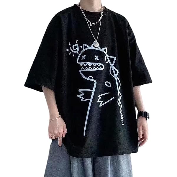 T-shirt Uomo Streetwear Y2K Oversize In Cotone – Stampa Grafica Giapponese, Unisex Estiva