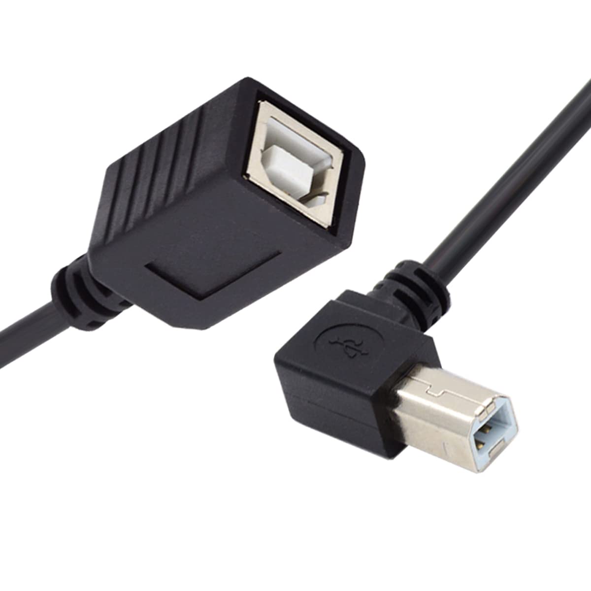 CY USB 2.0 B Type Male to Female Extension Cable Right Angled 90 Degree 20cm for Printer Scanner Disk