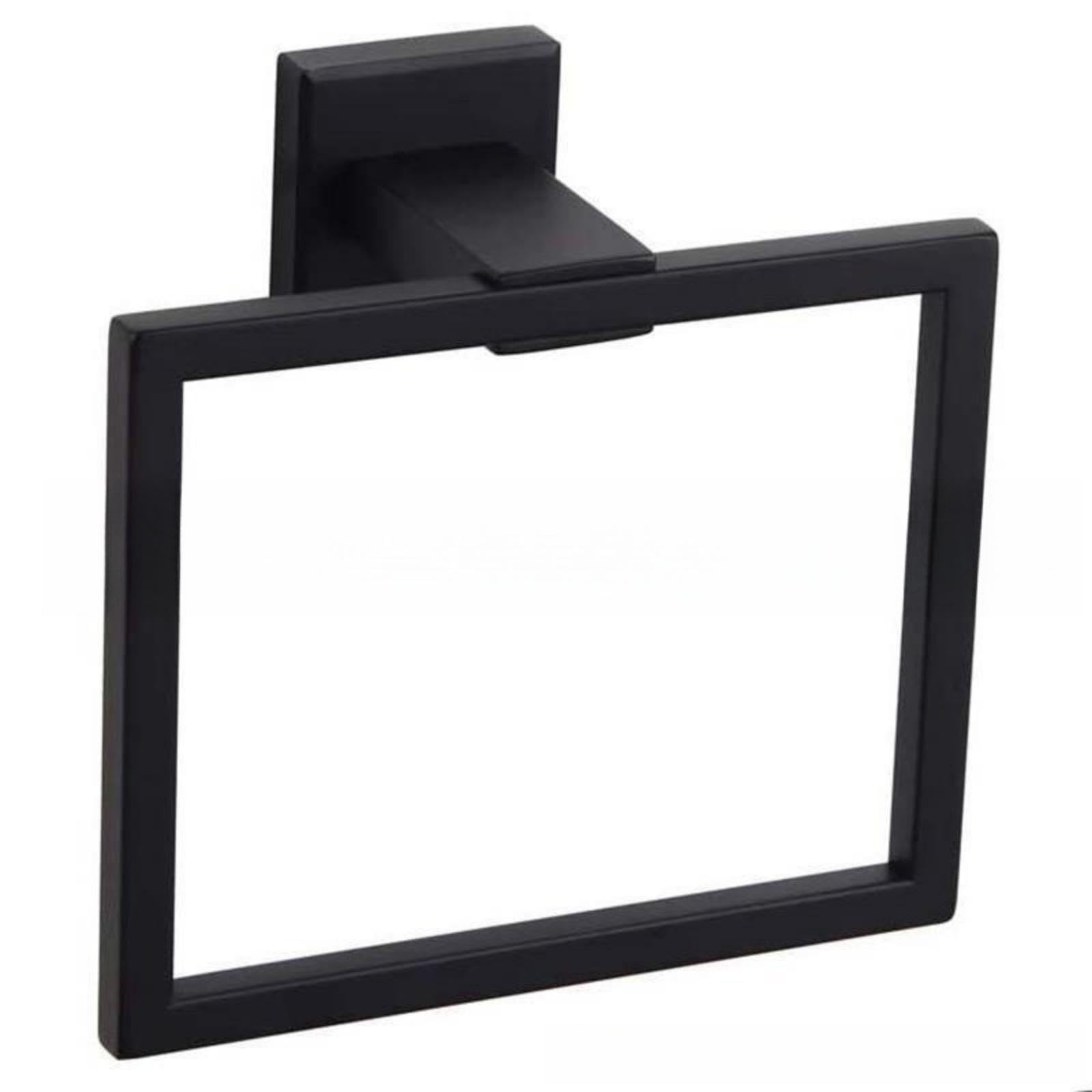 Square Towel Ring Bathroom Towel Rail Wall Mounted Small Hand Towel Rail Stainless Steel Bath Towel Holder Black