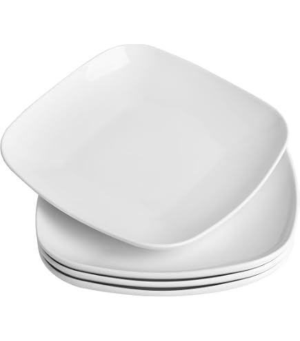 thumbnail image 2 of Corelle Pure White Square Lunch Plate – Set Of 6 – 9 Inch Glass Plates – Easy Clean 2 of 6