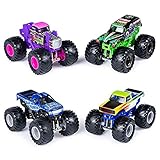 Monster Jam Official Die-Cast 1:64 Scale Double 2 Pack (Blue Thunder, Storm Damage, Grave Digger, Wild Flower)