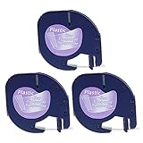 Anycolor 3 Pack Compatible DYMO LetraTag Tape 16952 (12267 16951 12268 S0721530) Black Print on Clear Plastic Label Tape (1/2