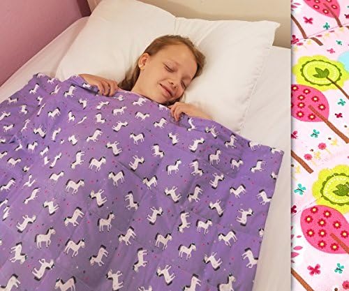 Weighted Blanket by Calming Covers | For adults and kids | Premium 6 lb gravity blanket | best used for stress, anxiety, sensory needs, ADHD &amp; autism in boys, girls &amp; teens | Pink Trees Cotton