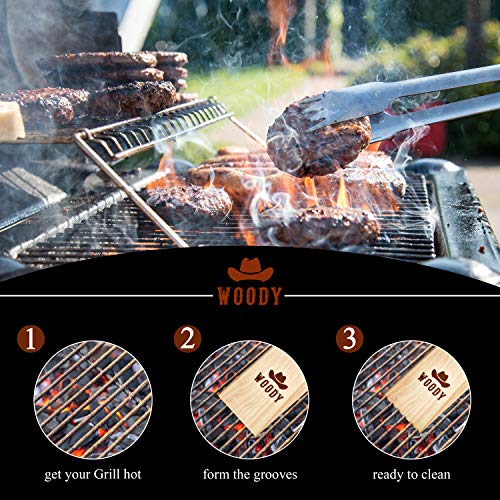 Woody Wood Grill Scraper Natural Cedar Wood BBQ Grate Cleaner Tool