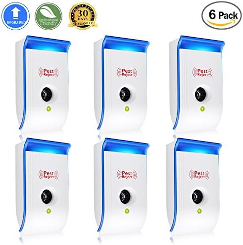 Ultrasonic Pest Repeller 6 Packs 【Enhanced Version】- Home Pest Control Repellent - Electronic Insects &amp; Rodents Repellent for Mosquito, Mouse, Cockroaches ,Rats,Bug, Spider, Ant, Flies