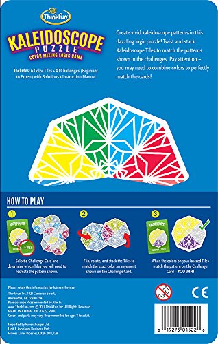 Think Fun Kaleidoscope Logic Puzzle - Innovative Logic Game Where You Mix Colors to Solve Puzzles For Age 8 and Up