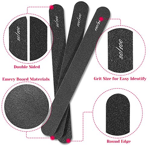 image for Anezus 15Pcs Nail File Set Emery Boards Double Sided Black Washable Na