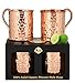 Premium Moscow Mule Copper Unlined Mug, 100 Percent Pure Solid Copper (16-Ounce, Hammered, Set of 2)