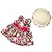 Livoty Clothes Dress Set with Hat for 18 Inch American Toy Girl Doll Flowers Printed Accessory Girl Toy (Hot Pink)