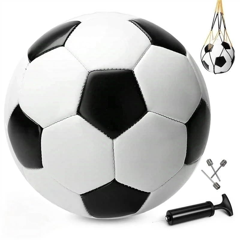 INPODAK Size 3 Football,Kids Football,Toddler Soccer Ball For Age 3-8,Black and White Footballs with Handpump,School Training Ball,Garden Toy Balls, Footballs Gifts For children