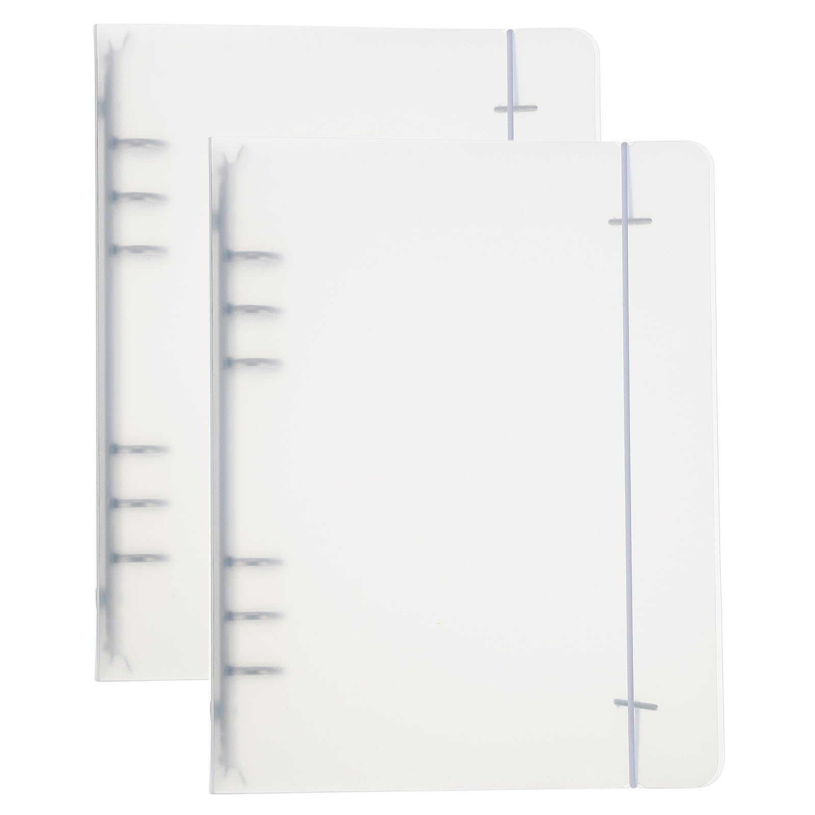 PATIKIL A5 Binder Cover, 2 Pcs PP 6 Ring Round Ring Binder Cover with White Fixing Belt Metal Lock Loose Leaf Binder Protector Refillable Notebook for Meeting Folder, Matte White