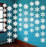 48PCS Snowflake Winter Wonderland Christmas Decorations - Christmas Hanging Party Decor Supplies White