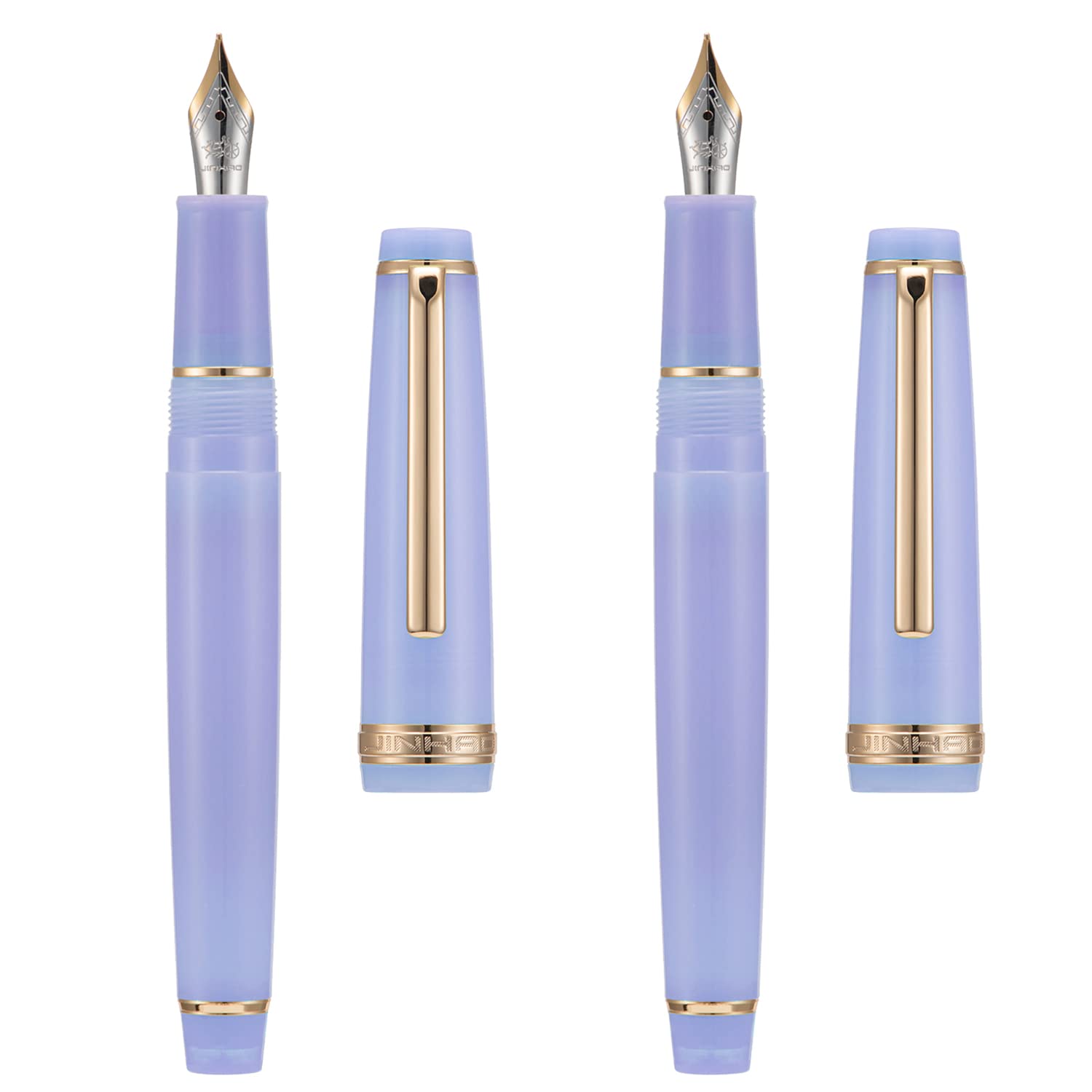2 PCS Jinhao 82 Resin Fountain Pen Iridium Extra Fine & Fine Nib with Converter, Transparent Purple with Golden Clip Writing Pen Set — image 1