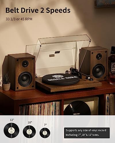ANGELS HORN Vintage Bluetooth Vinyl Player with Dual Speakers, Phono Preamp and Magnetic Cartridge AT-3600L