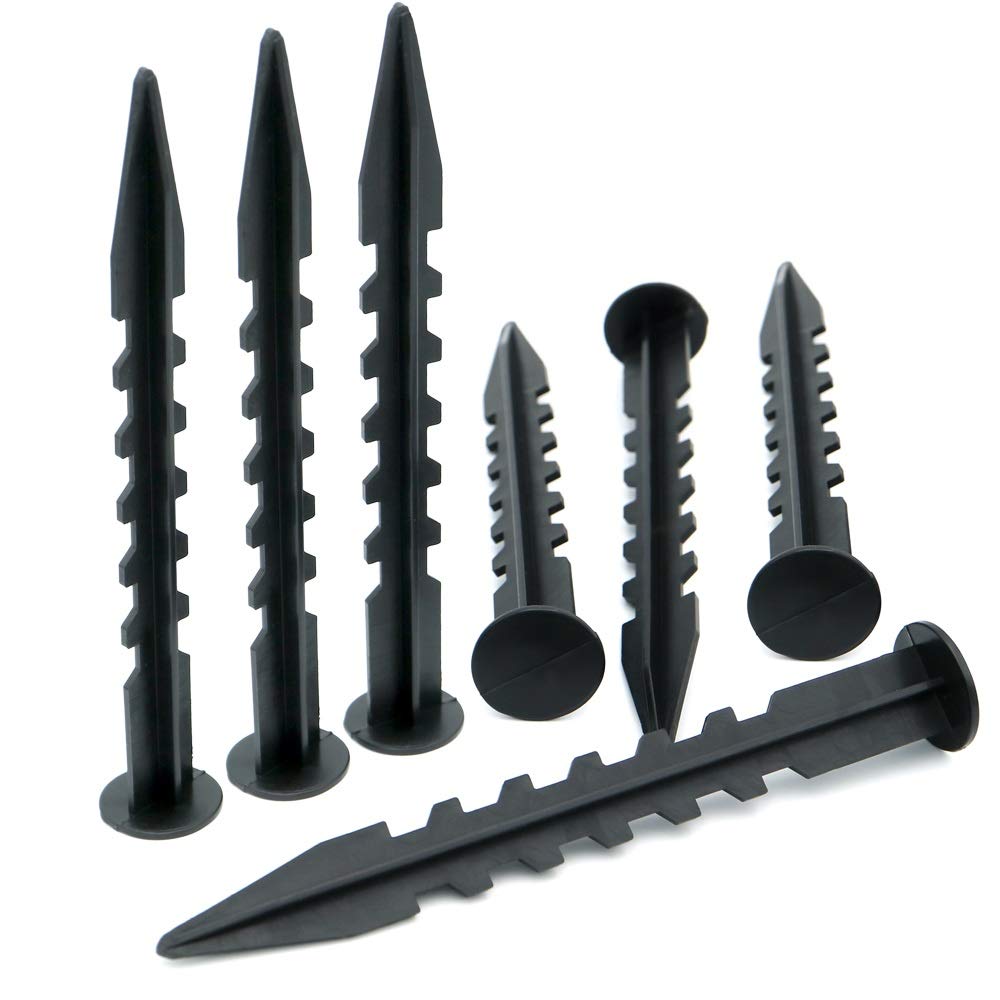 KINGLAKE 30 Pcs 5.7 Inch Black Garden Fixing Pegs Plastic Weed Fabric Pegs for Ground Sheet Cover Weed Membrane