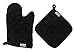 Lavlish Oven Mitt & Pot Holder Set 100% Cotton, Black