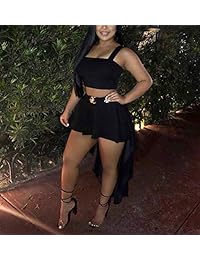 Conjunto de 2 piezas de vestidos para mujer con falda irregular y volantes