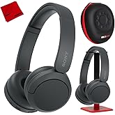 Sony WH-CH520/B Wireless Headphones with Microphone, Black Bundle with Deco Gear Hard Case + Pro Audio Headphone Stand + Microfiber Cleaning Cloth
